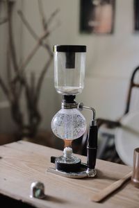 Close-up of siphon coffee brewer 