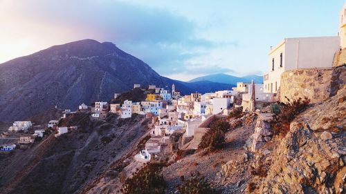 Traditional white buildings on greek island