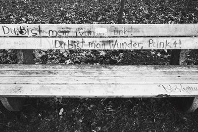 Close-up of text on wall