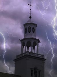 Low angle view of building against cloudy sky