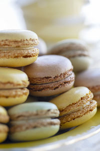 Close-up of cookies in plate on table