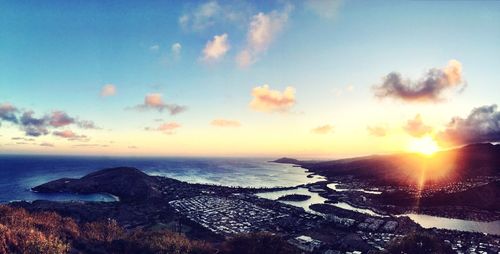 Scenic view of sea at sunset