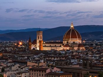 Cathedral illuminated in the morning over the city of florence