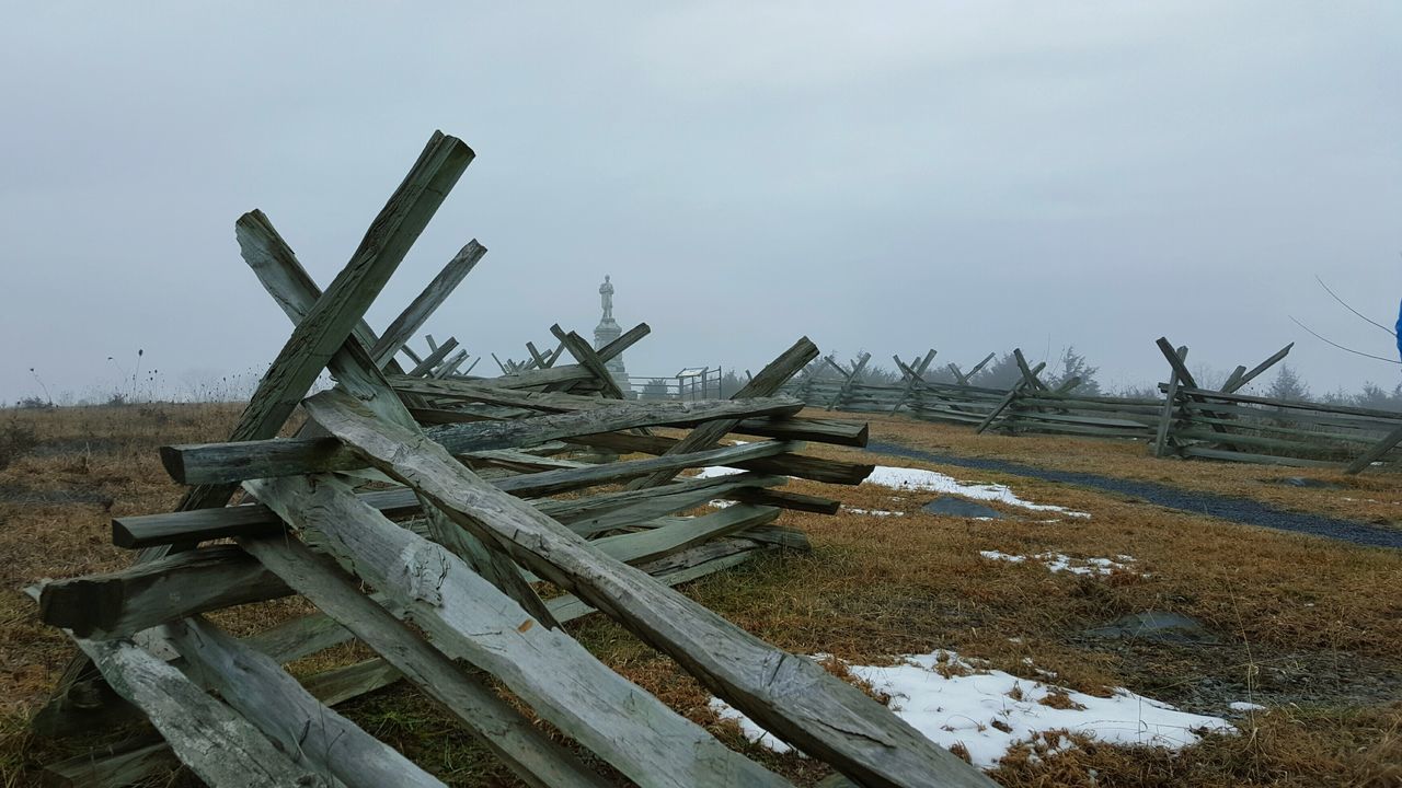 wood - material, field, sky, abandoned, damaged, obsolete, landscape, old, run-down, deterioration, day, nature, rural scene, tranquility, wood, wooden, alternative energy, fuel and power generation, log, tranquil scene