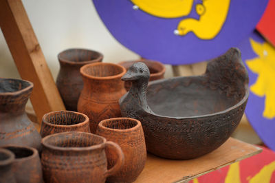 Close-up of objects on table