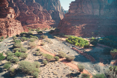 High angle view of rock formations