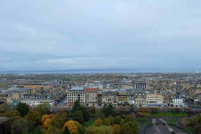 High angle view of townscape against sky