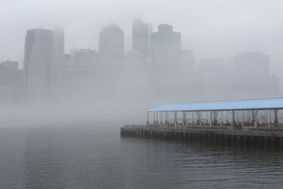 City skyline at dusk