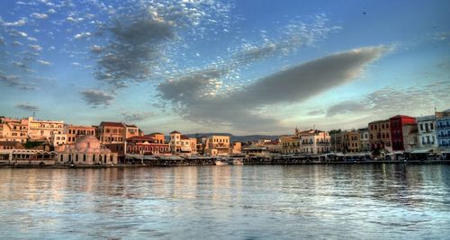 River by city against sky