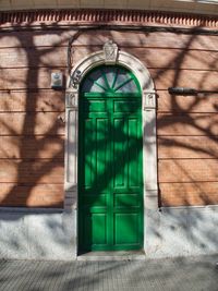 Closed door of building