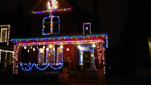 Illuminated building at night