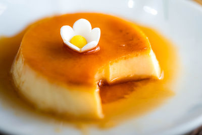 Close-up of cake slice in plate