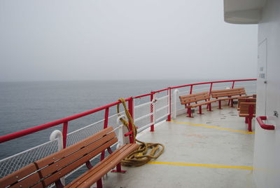 Ship railing by sea