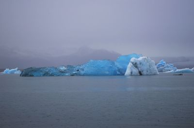 Scenic view of sea against sky during winter