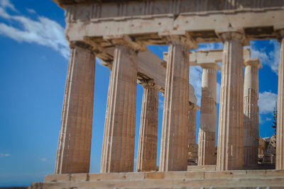 Marbles and columns of the southern side of the parthenon in the acropolis, athens, greece