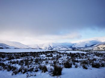Snow covered mountain against sky