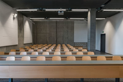 Empty chairs in auditorium