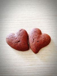 Close-up of heart shape cookies on table