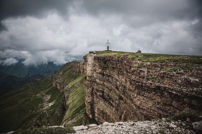 Scenic view of landscape against cloudy sky