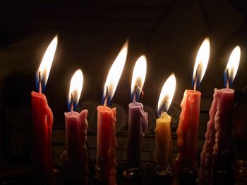 Close-up of burning candles