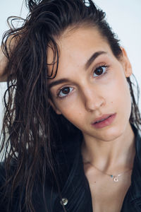 Close-up portrait of a beautiful young woman