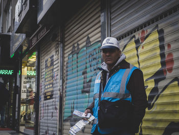 Man standing in city