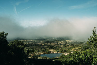 High angle view of townscape against sky