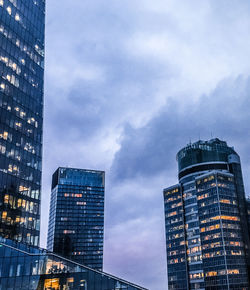 Low angle view of skyscrapers against sky