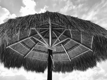 Low angle view of roof against sky