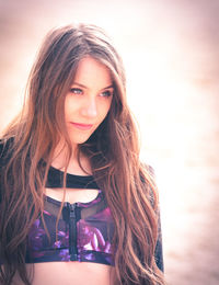 Portrait of beautiful woman with long hair