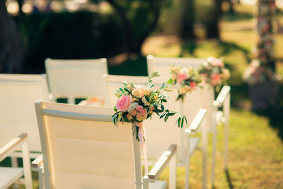 Flower vase on table