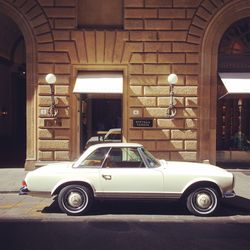 Cars parked in front of building