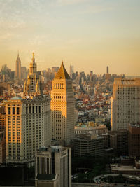 View of cityscape against sky during sunset