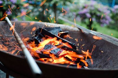 Close-up of fire pit