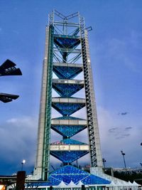 Low angle view of building against blue sky