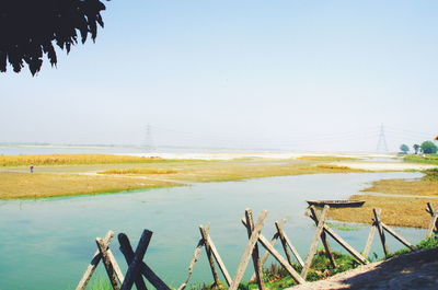 Scenic view of landscape against clear sky
