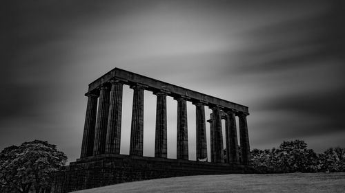 Low angle view of historical building against cloudy sky