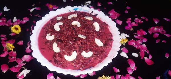 High angle view of cake on table