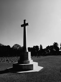 View of cross against clear sky