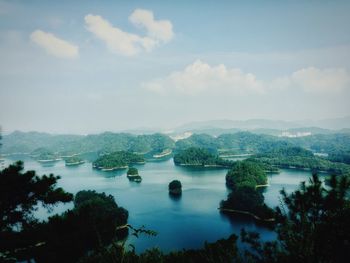 High angle view of sea against sky