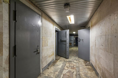 Corridor with armored iron security doors