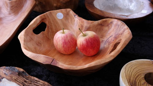 High angle view of apples on table