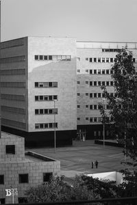 High angle view of buildings against sky