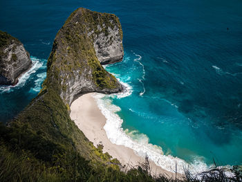 High angle view of rocks on beach