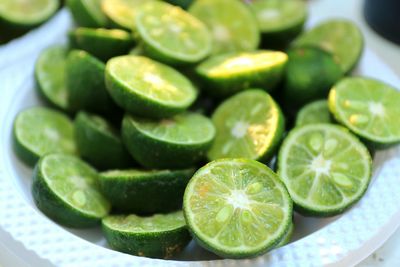 Close-up of green beans in plate