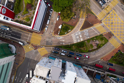 Aerial view of road in city