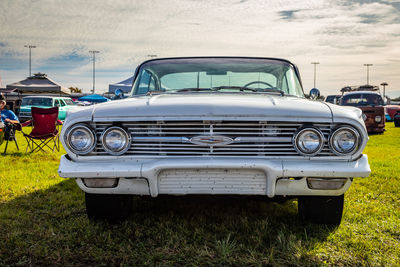 Vintage car on field