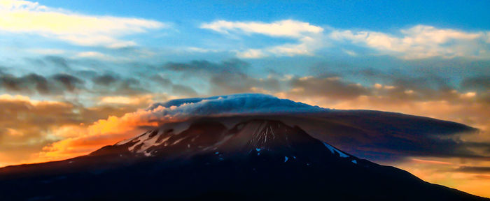 Scenic view of dramatic sky during sunset