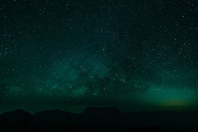 Night view with the milky way, the peak of doi luang, chiang dao, thailand