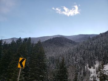 Road sign against sky